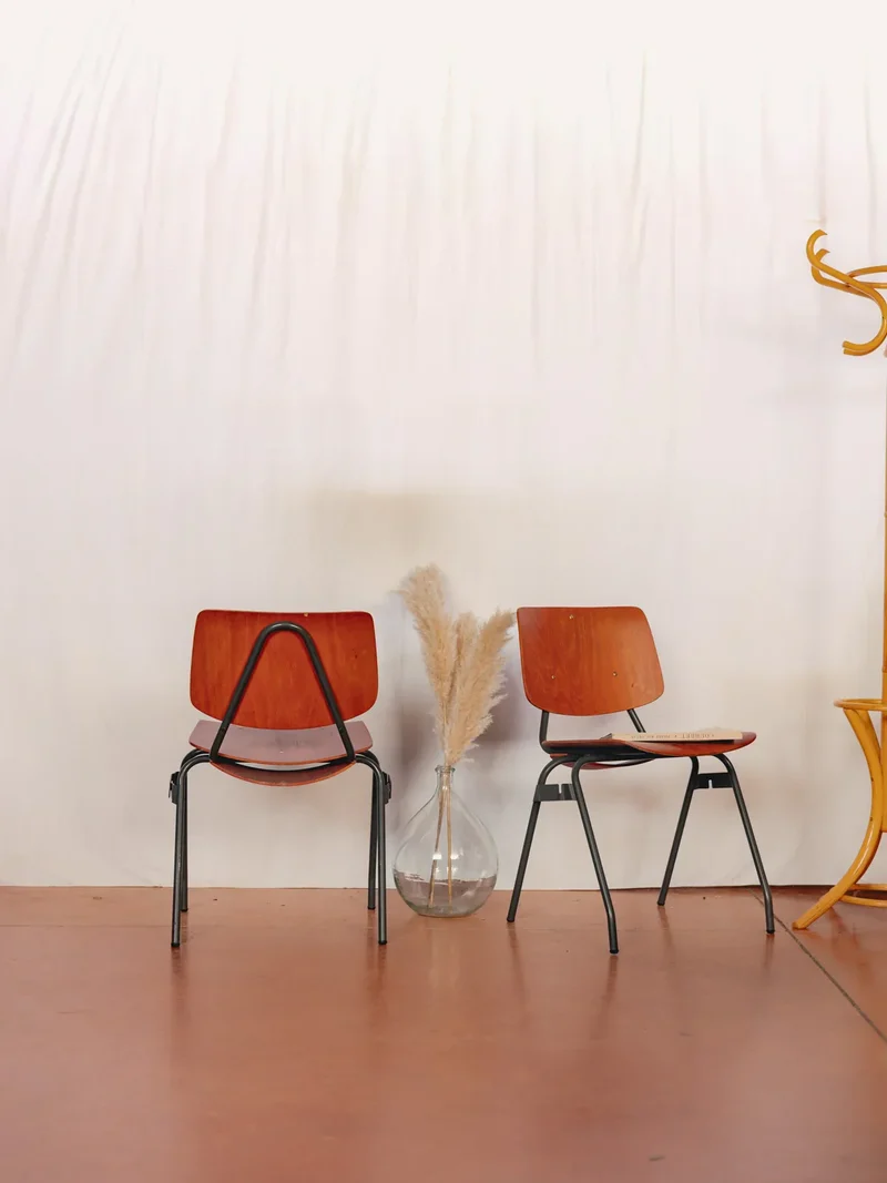 Alma, la paire de chaises en métal et bois N°1429