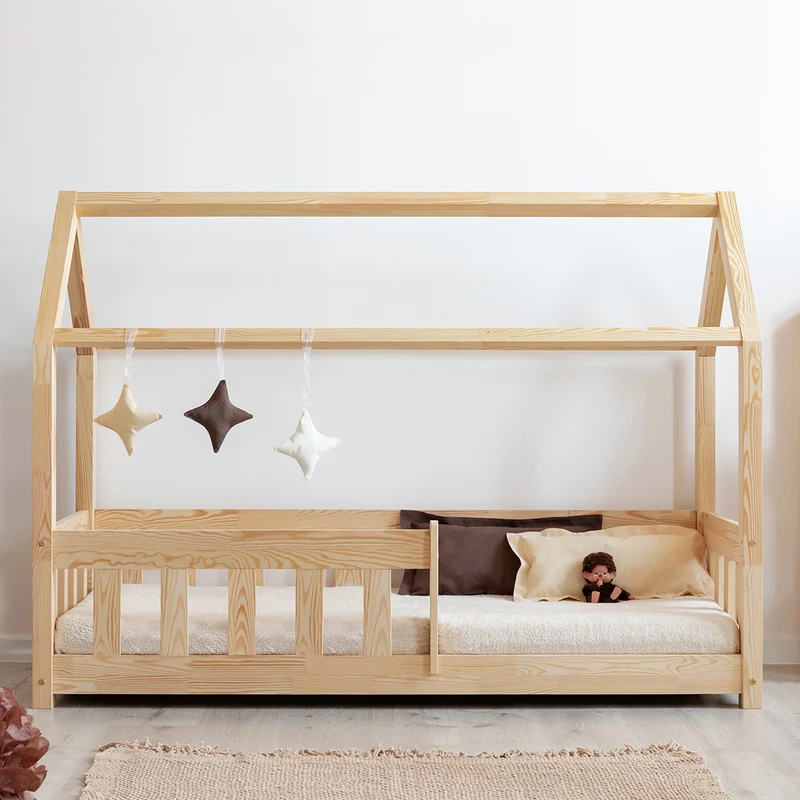 Lit cabane 90x190 sommier inclus Mila Bois
