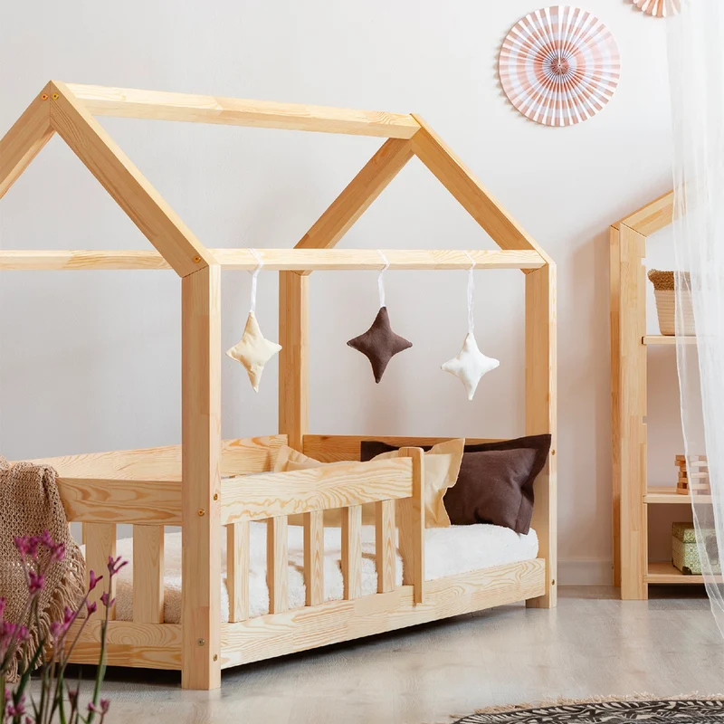 Lit cabane 90x190 sommier inclus Mila Bois