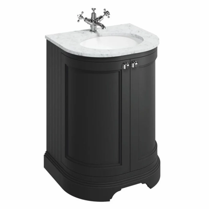 Casa Padrino Landhausstil Waschbeckenschrank Matt Schwarz H. 93 cm - Badezimmer Möbel
