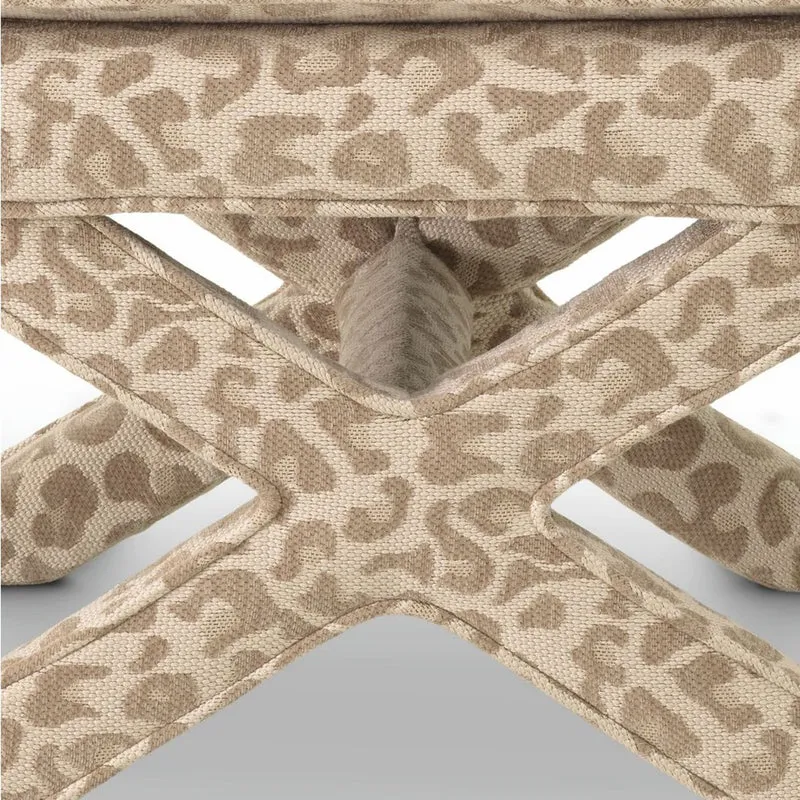 Casa Padrino Luxus Hocker mit Leoparden Design Beige - Luxus Wohnzimmer Möbel