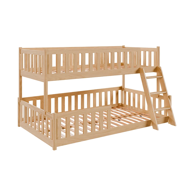 Lit superposé 90-120x200 au sol sommiers inclus Léane Bois