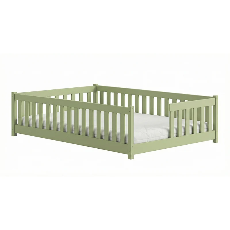 Lit au sol 140x200 sommier inclus Théa Olive