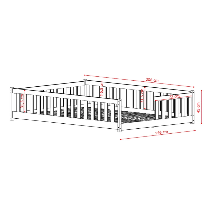 Lit au sol 140x200 sommier inclus Théa Bois