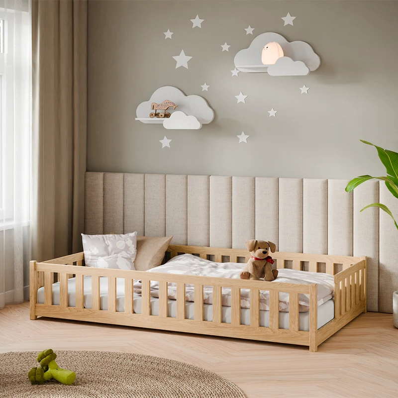 Lit au sol 120x200 sommier inclus Théa Bois