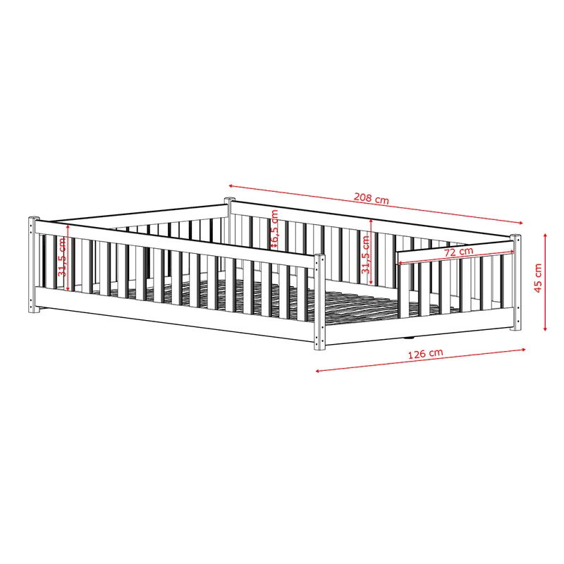 Lit au sol 120x200 sommier inclus Théa Cachemire