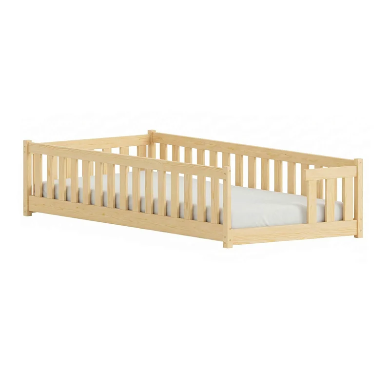 Lit au sol 90x200 sommier inclus Théa Bois