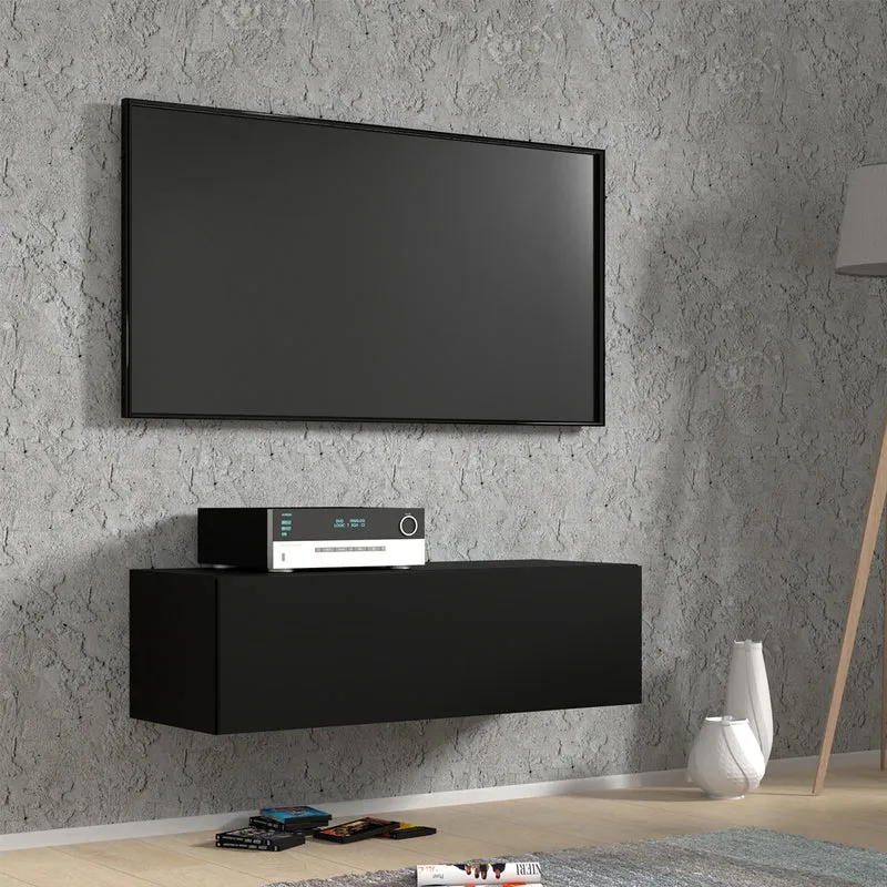 Meuble TV mural 1 porte 100 cm Bali Noir