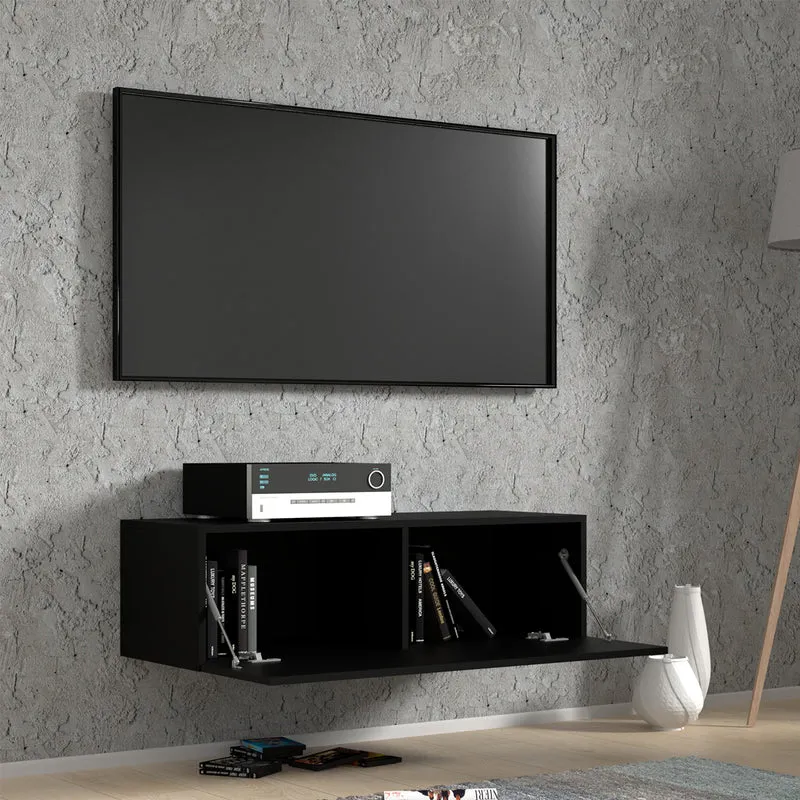 Meuble TV mural 1 porte 100 cm Bali Noir
