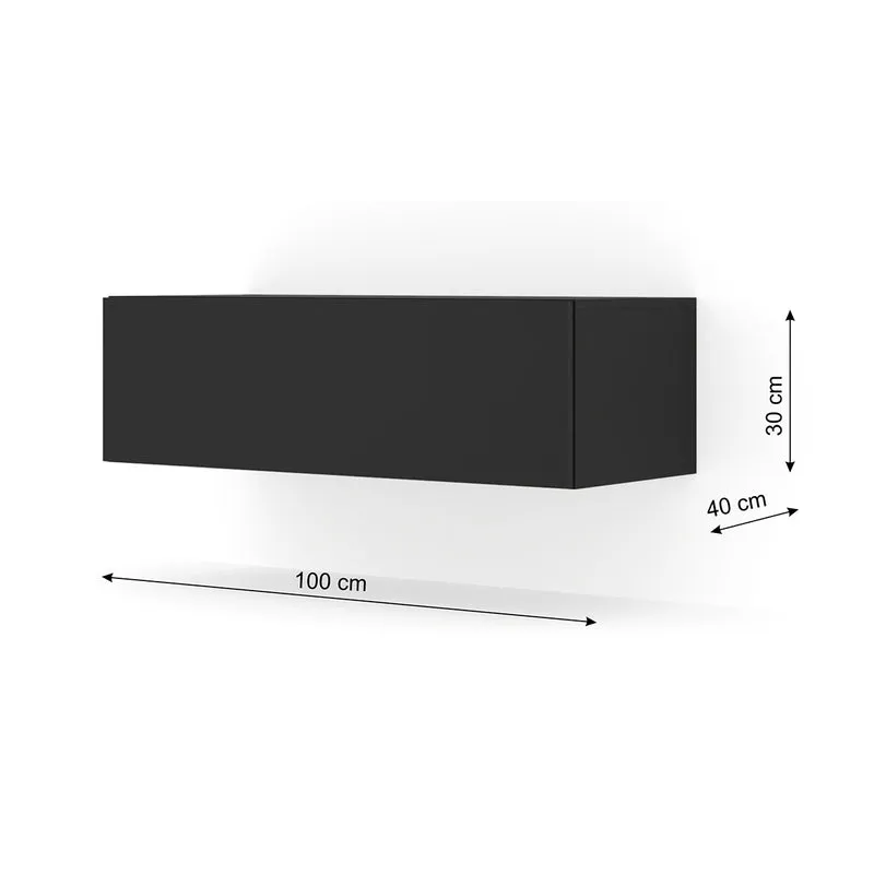 Meuble TV mural 1 porte 100 cm Bali Noir