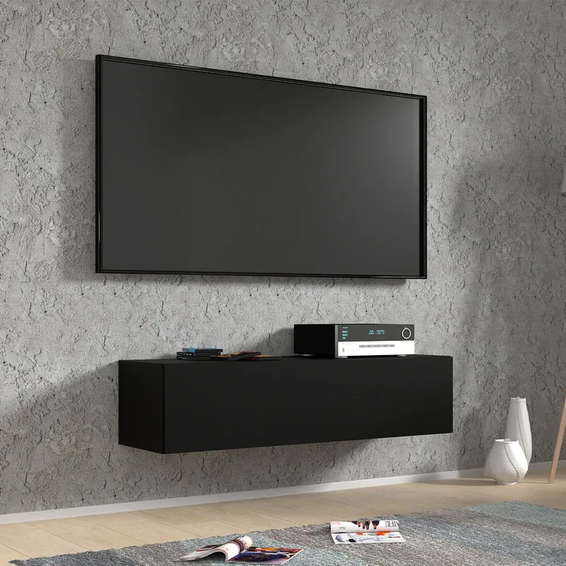 Meuble TV mural 1 porte 120 cm Bali Noir