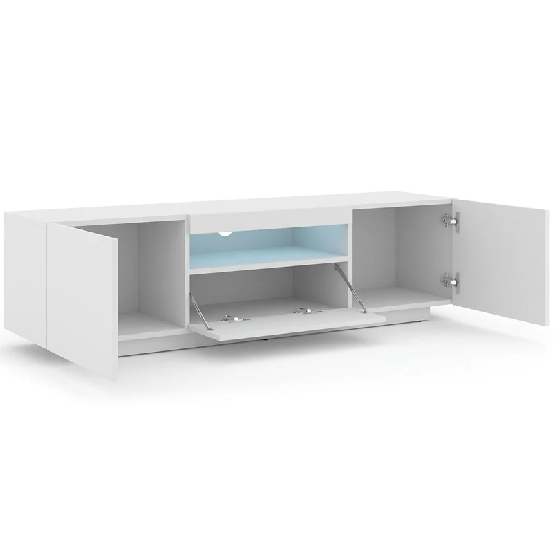 Meuble TV mural 3 portes 150 cm LED Aurus Blanc