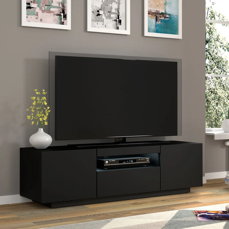 Meuble TV mural 3 portes 150 cm Aurus Noir