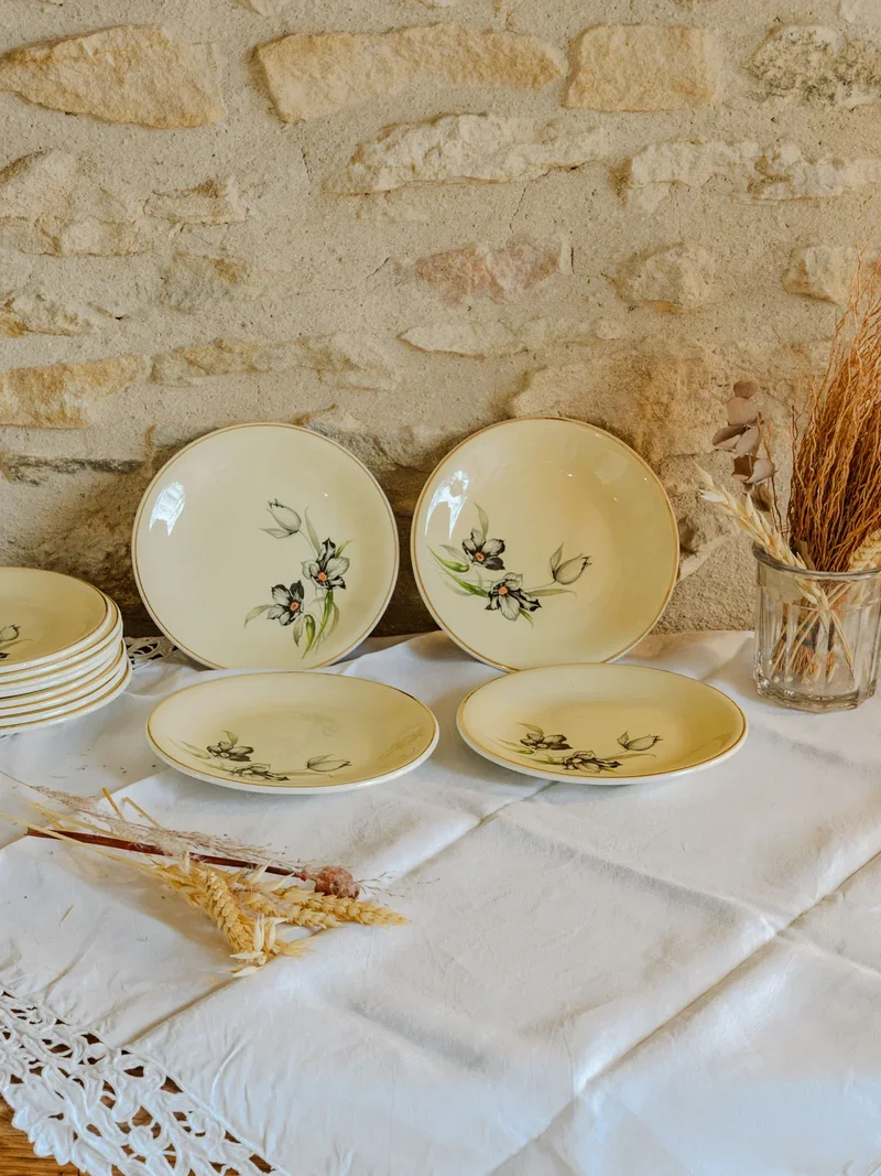 Antoinette, l'ensemble de 12 assiettes à dessert N°225