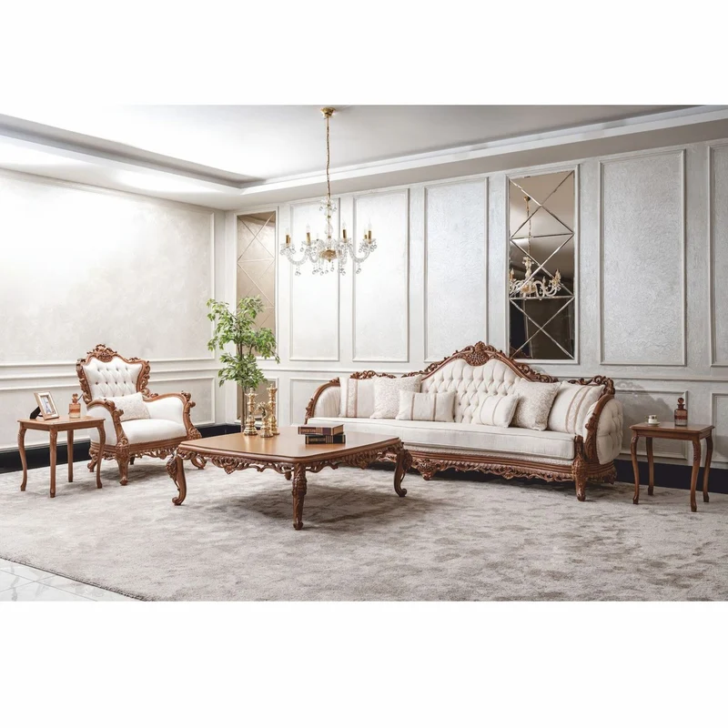 Casa Padrino Luxus Barock Wohnzimmer Sofa Weiß / Braun 295 cm - Barock Möbel