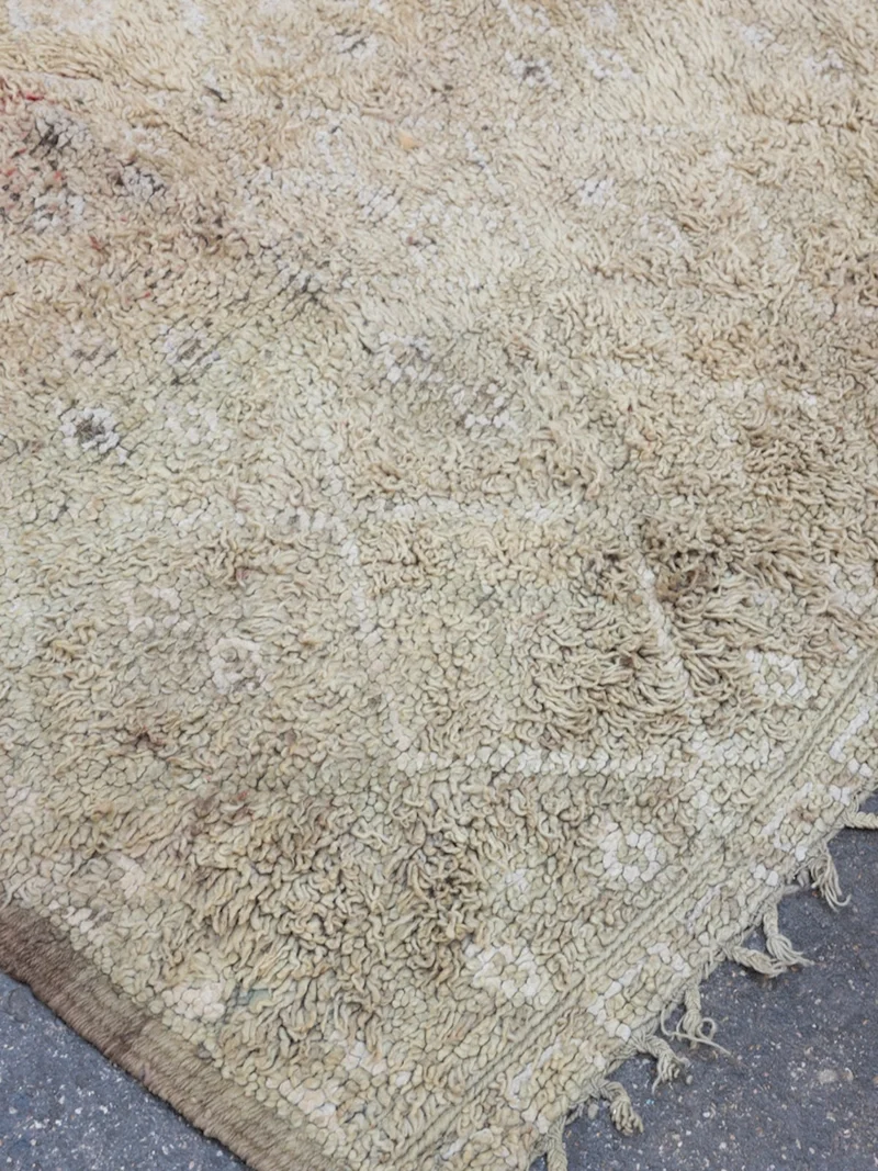 Olivier, le tapis en laine de l'Atlas vert et beige N°58