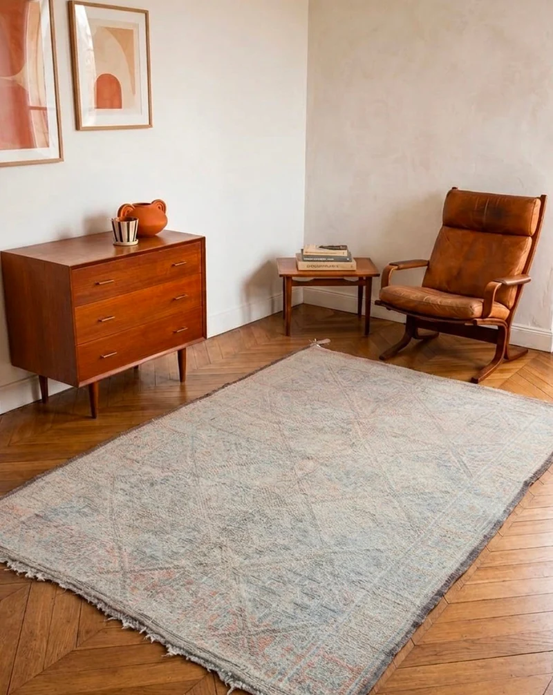 Olivier, le grand tapis de l'Atlas clair en laine naturelle N°44