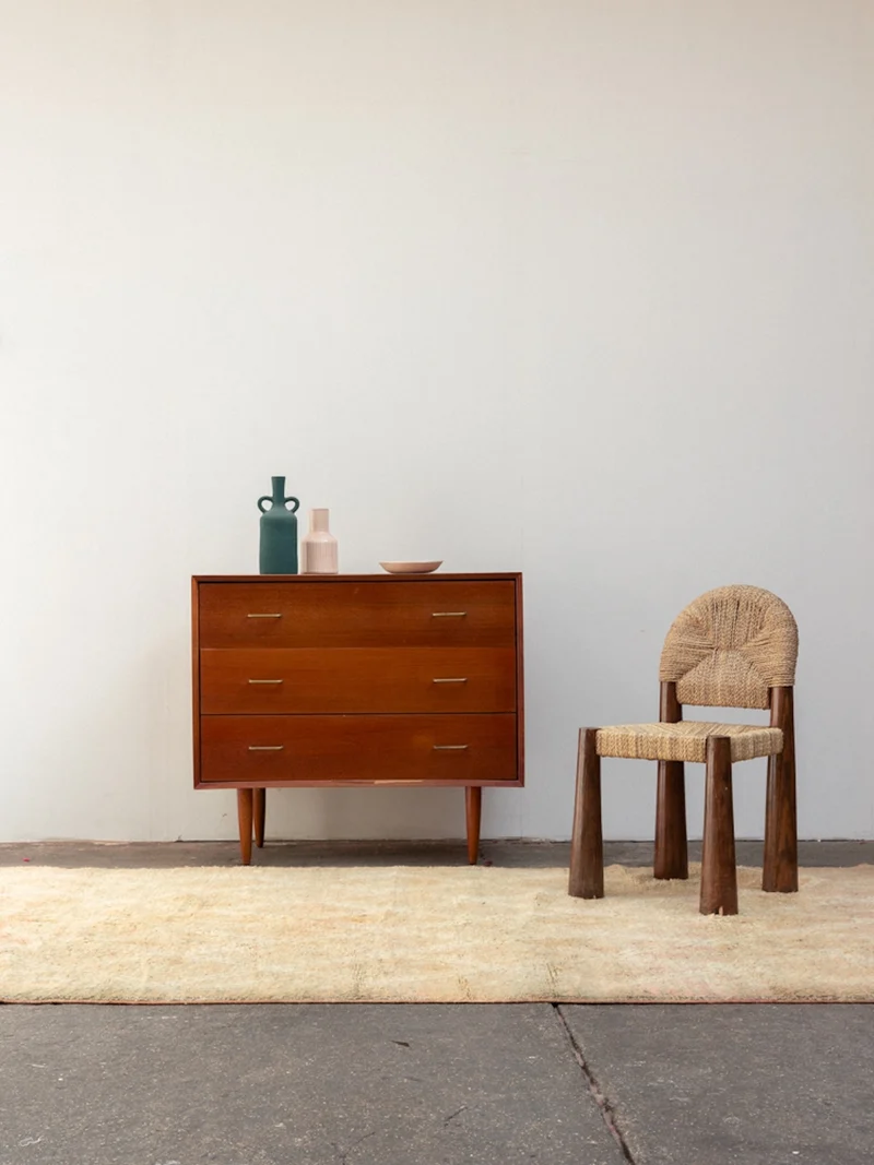 Olivier, le grand tapis de l'Atlas vert et rose en laine N°38