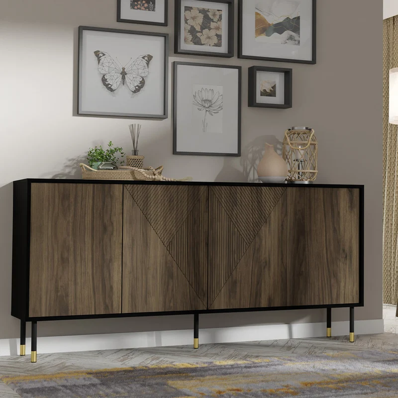 Buffet 4 portes Aglaé Bois et Noir