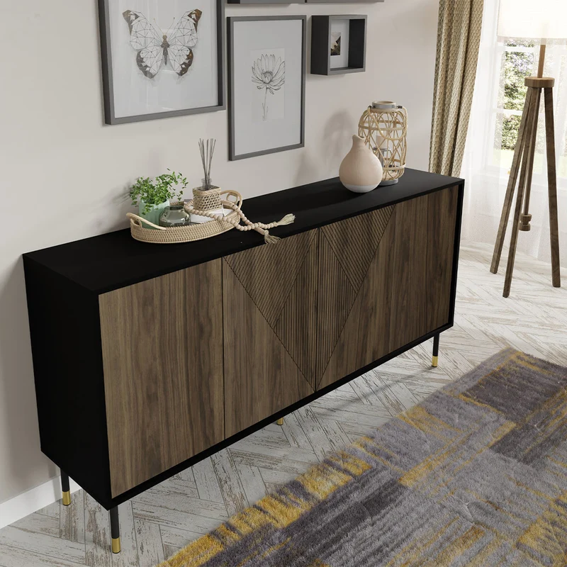 Buffet 4 portes Aglaé Bois et Noir