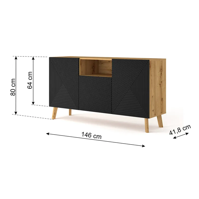 Buffet 3 portes Nexa Bois et Noir