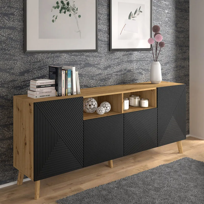 Buffet 4 portes Nexa Bois et Noir