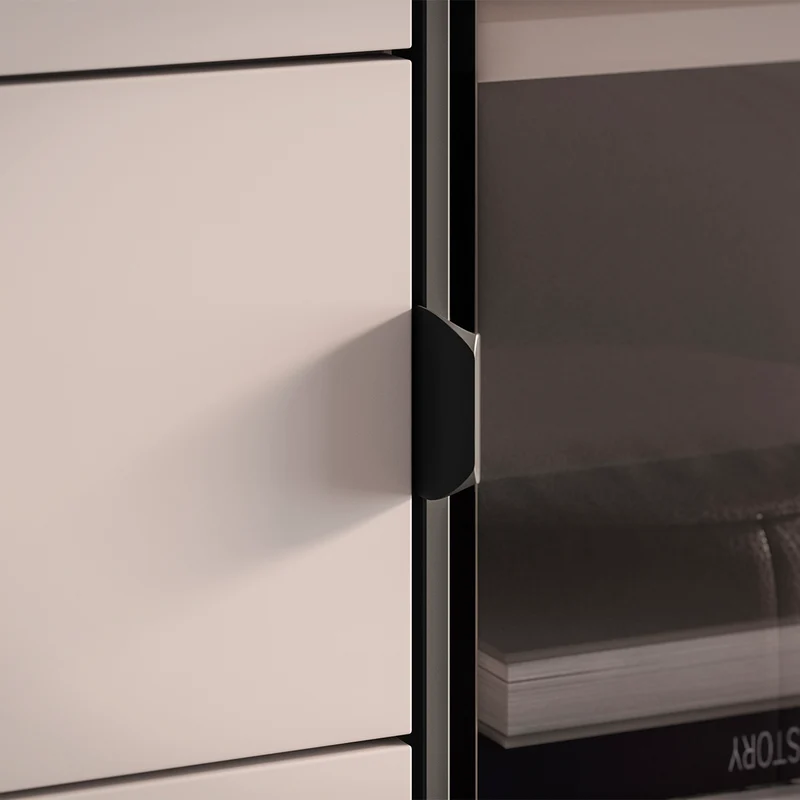 Vaisselier 3 portes 1 tiroir LED inclus Paige Cachemire et Noir