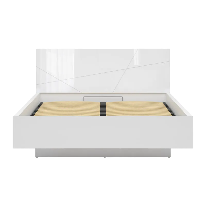 Lit coffre 160x200 sommier inclus Sven Blanc