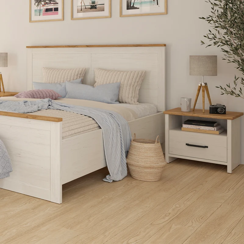 Table de chevet 1 tiroir 1 niche Aksel Blanc