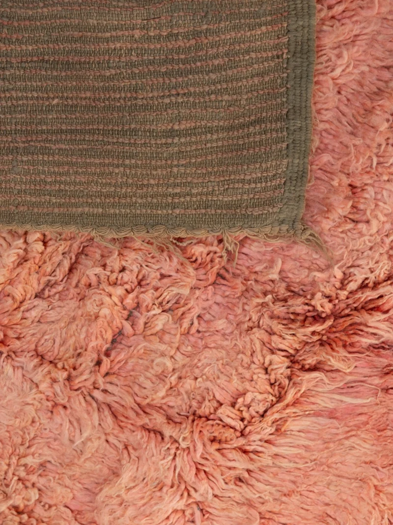 Olivier, le tapis de l'Atlas rose en laine naturelle N°37