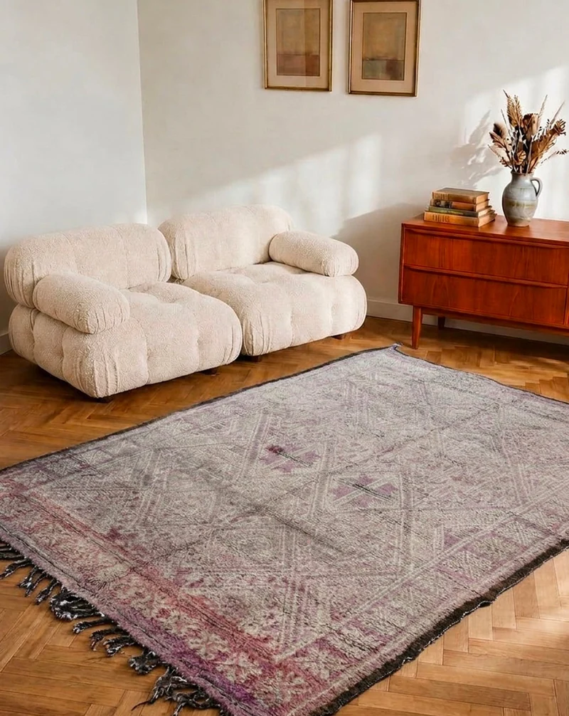 Olivier, le grand tapis de l'Atlas aux nuances prune en laine N°34