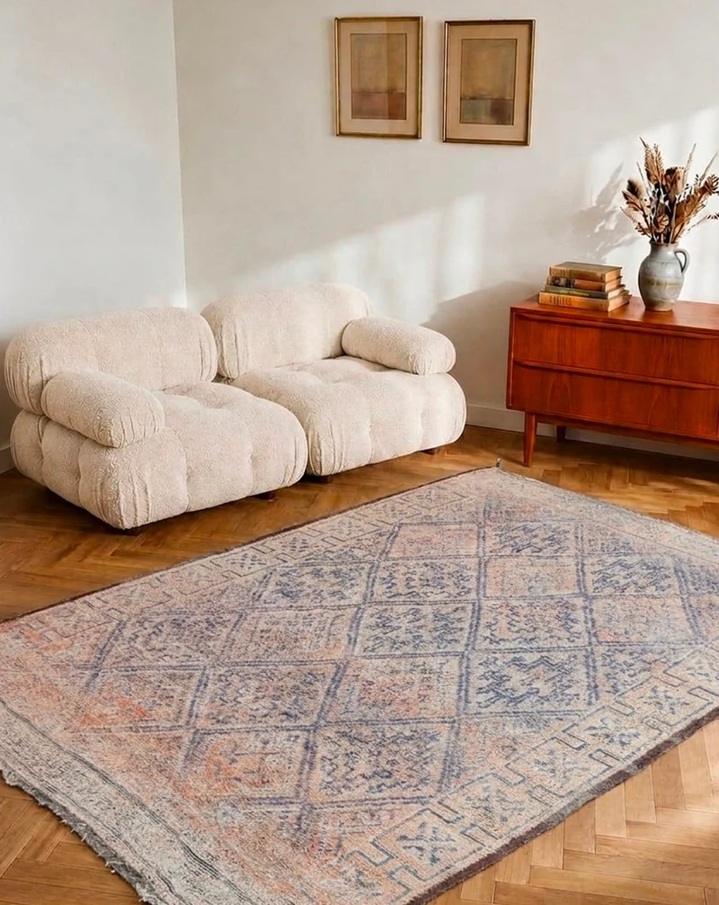 Olivier, le grand tapis de l'Atlas bleu en laine naturelle N°30