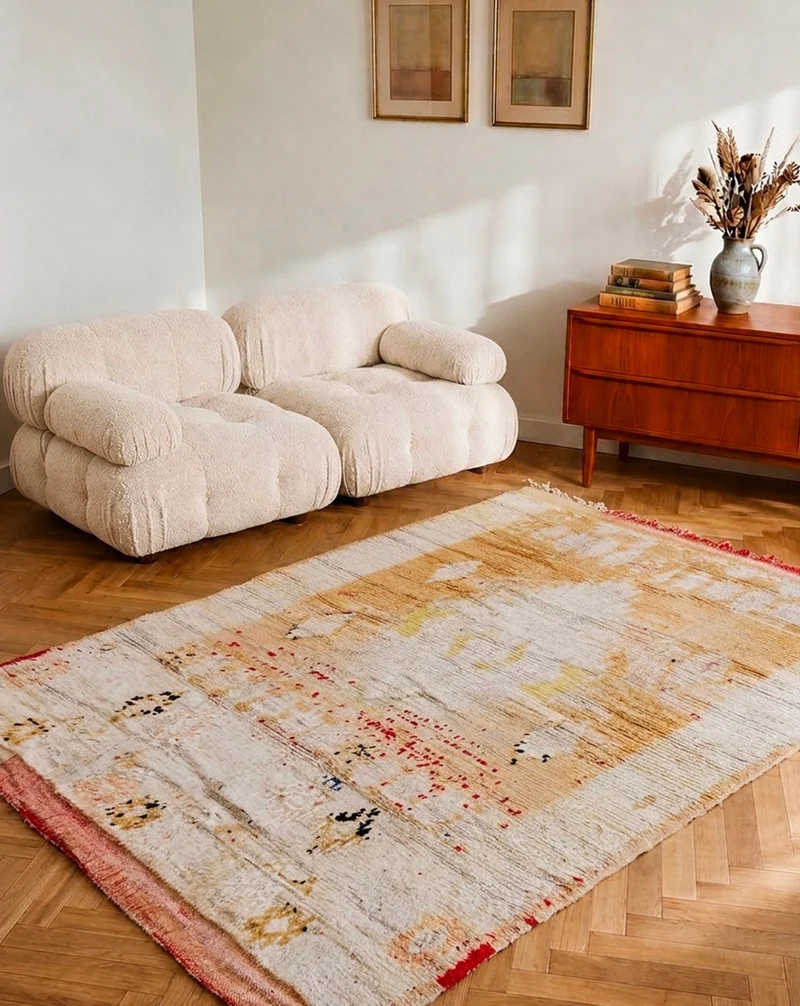 Olivier, le tapis fin de l'Atlas rouge et beige N°28