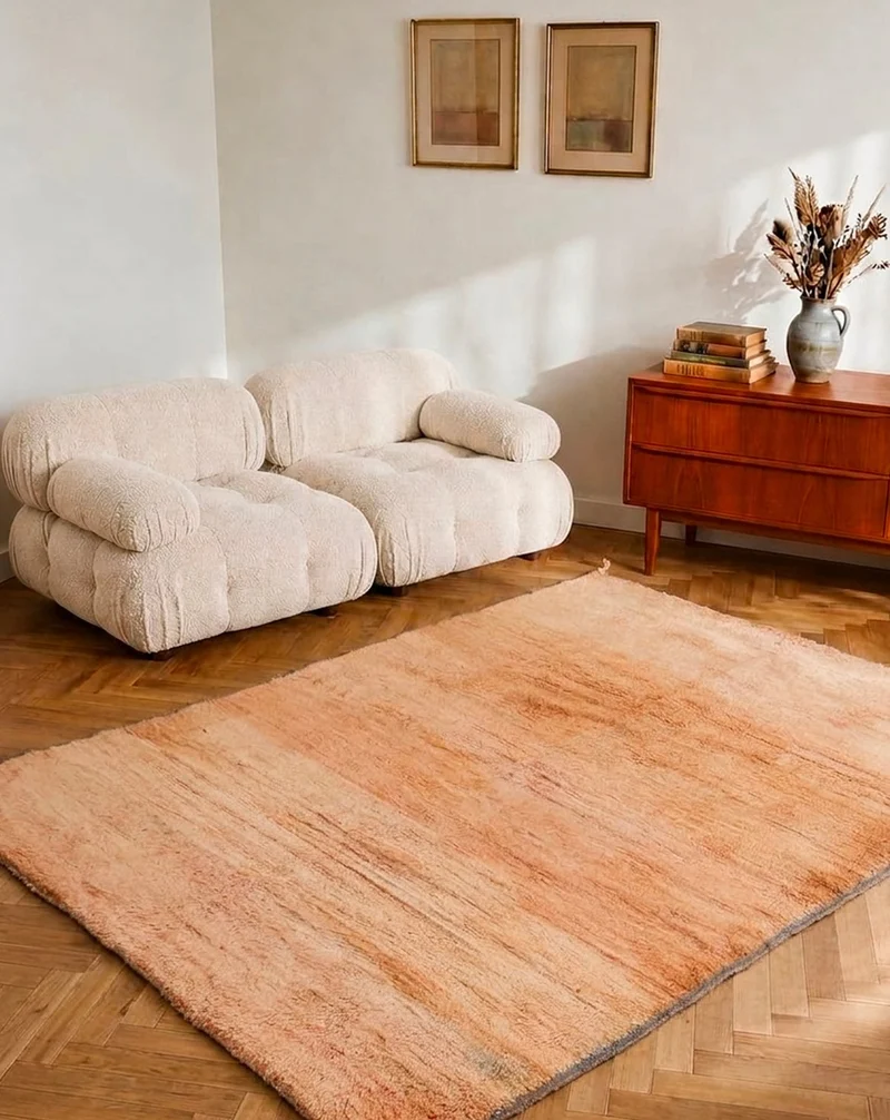 Olivier, le grand tapis de l'Atlas orangé en laine N°26