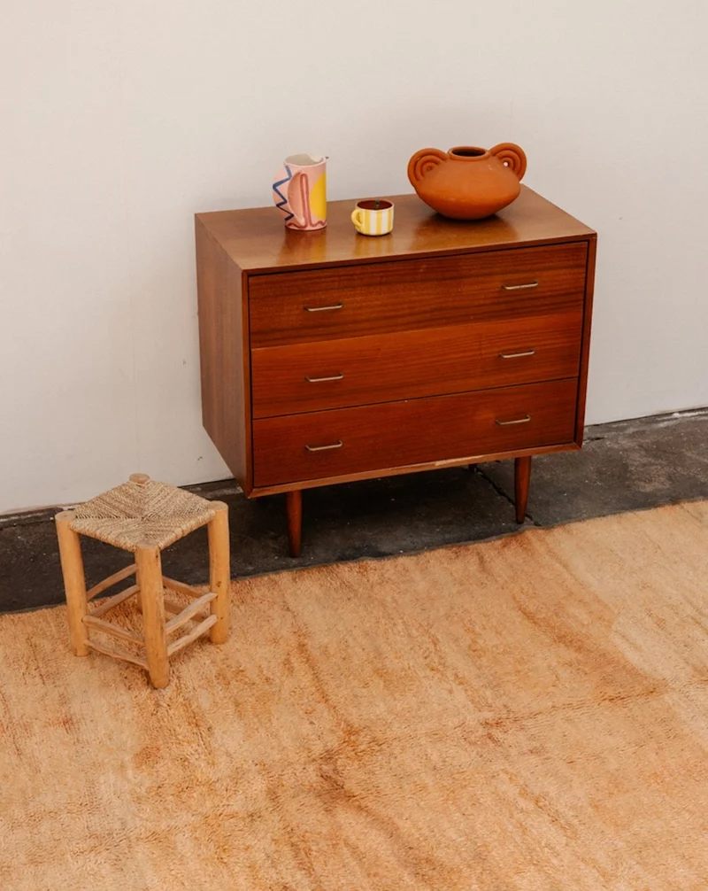 Olivier, le grand tapis de l'Atlas orangé en laine N°26
