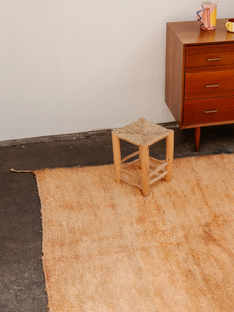 Olivier, le grand tapis de l'Atlas orangé en laine N°26