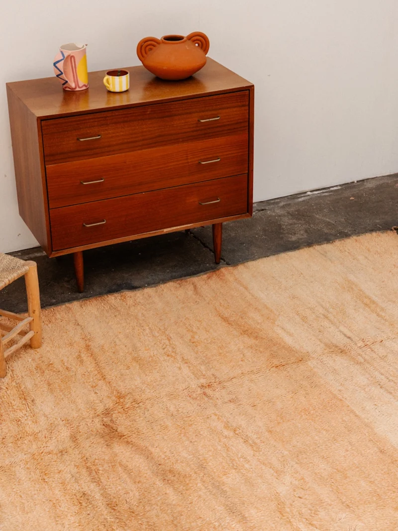 Olivier, le grand tapis de l'Atlas orangé en laine N°26