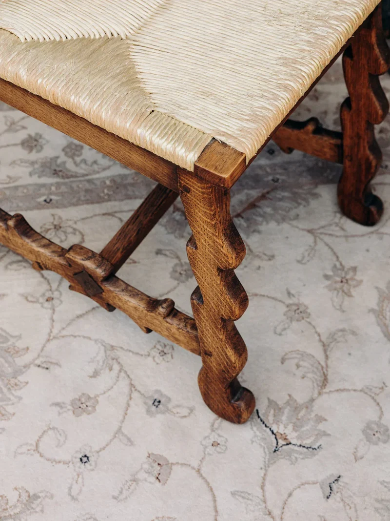 Claude, la chaise haute en chêne et paille N°1148