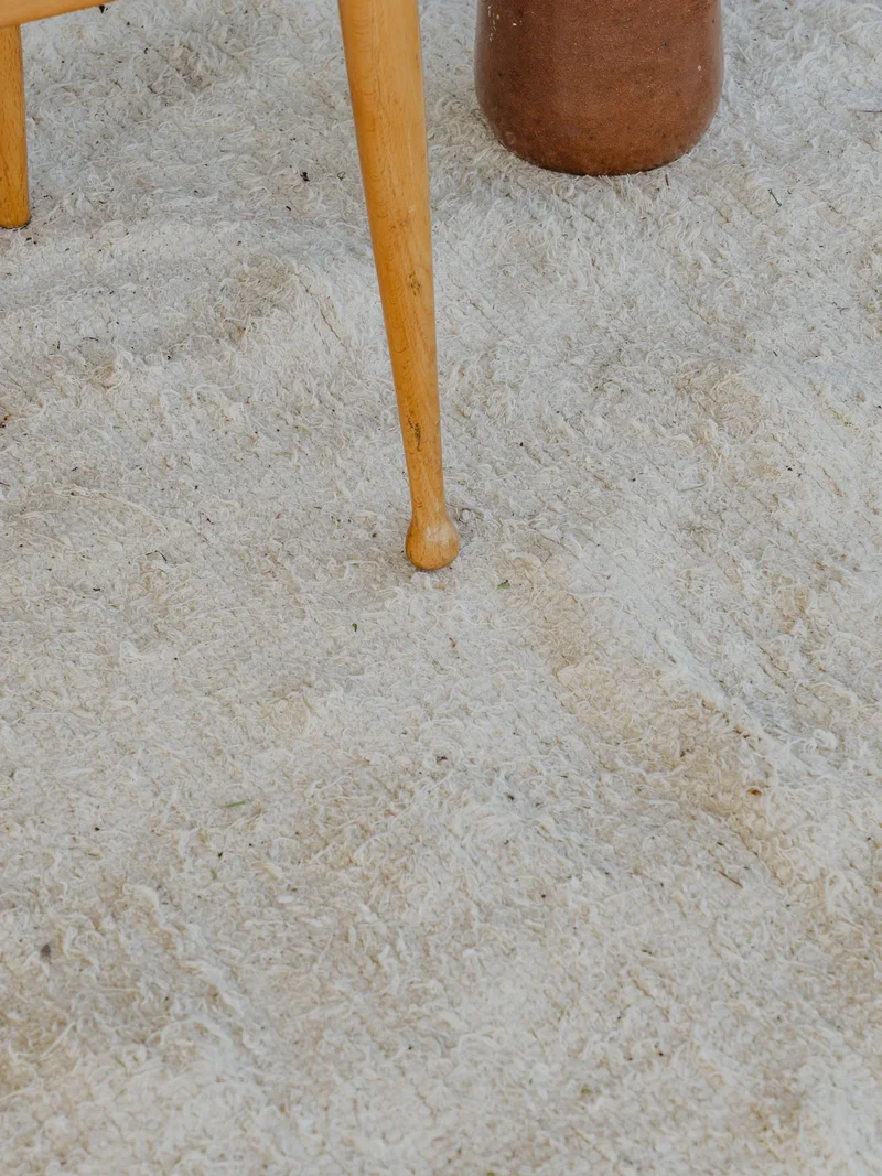 Claude, la paire de chaises en bois et beige à paillettes N°1158