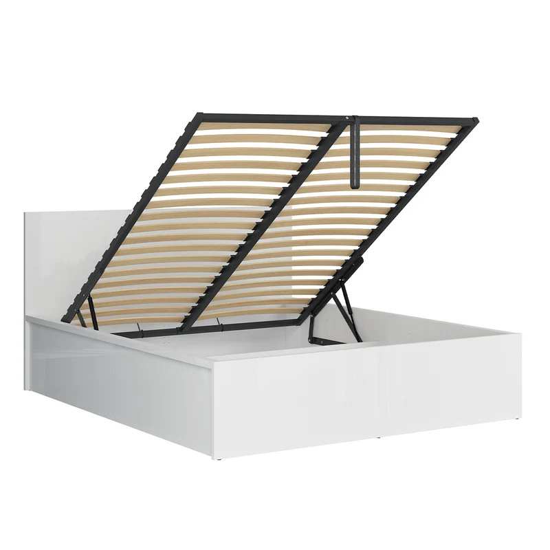 Lit coffre 160x200 sommier inclus Edwin Blanc