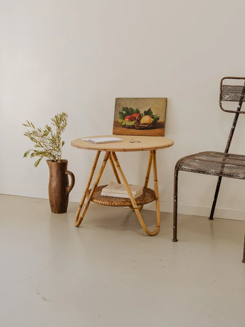 Francine, la table d'appoint en rotin et bambou N°857