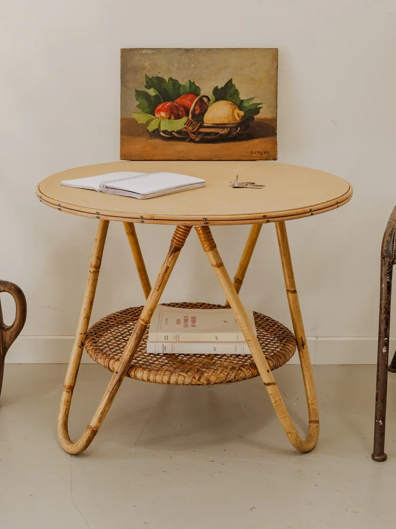 Francine, la table d'appoint en rotin et bambou N°857