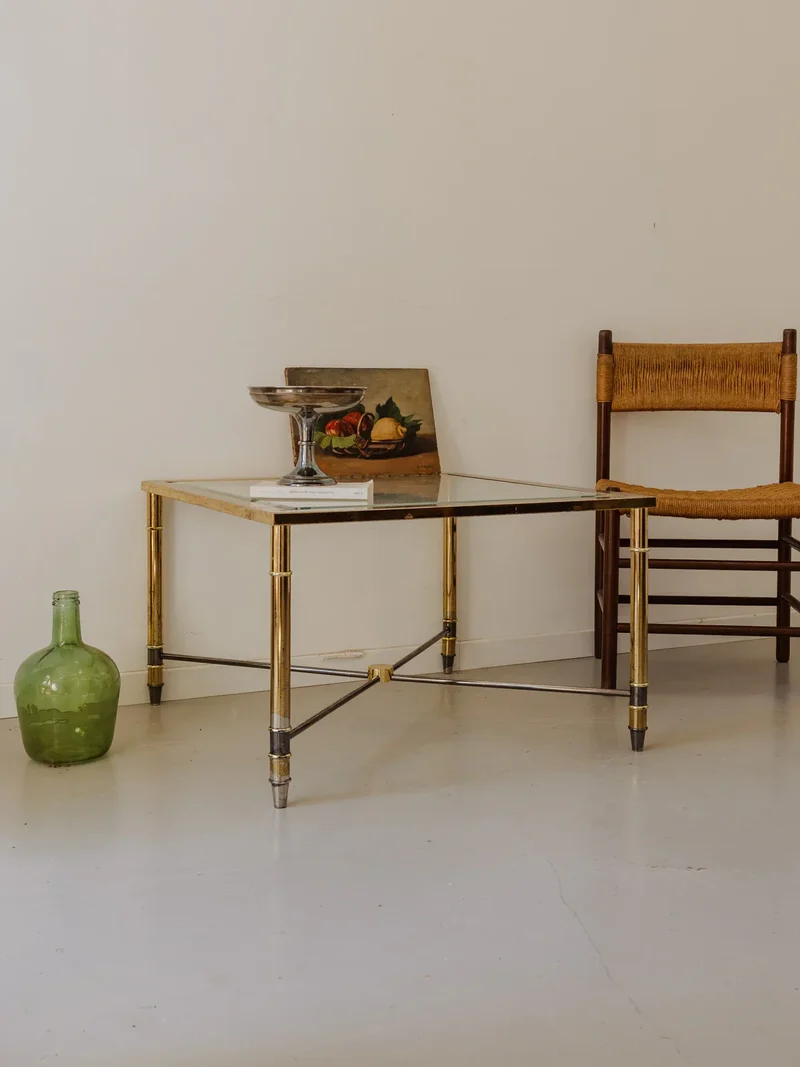 Donna, la table basse en métal et verre fumé N°913