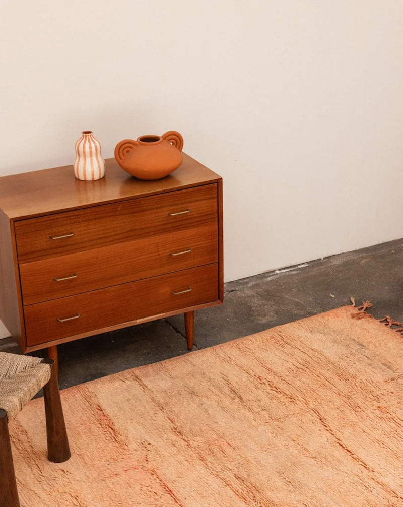 Olivier, le tapis en laine de l'Atlas orange à franges N°23