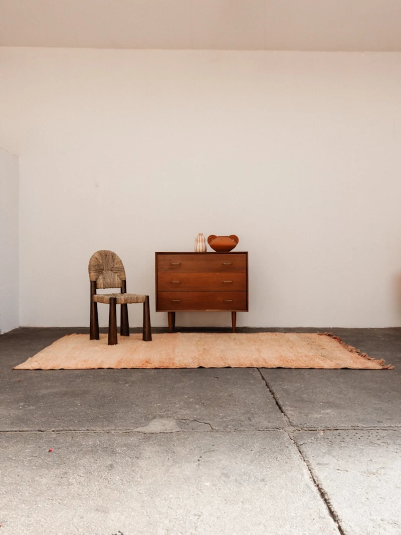 Olivier, le tapis en laine de l'Atlas orange à franges N°23