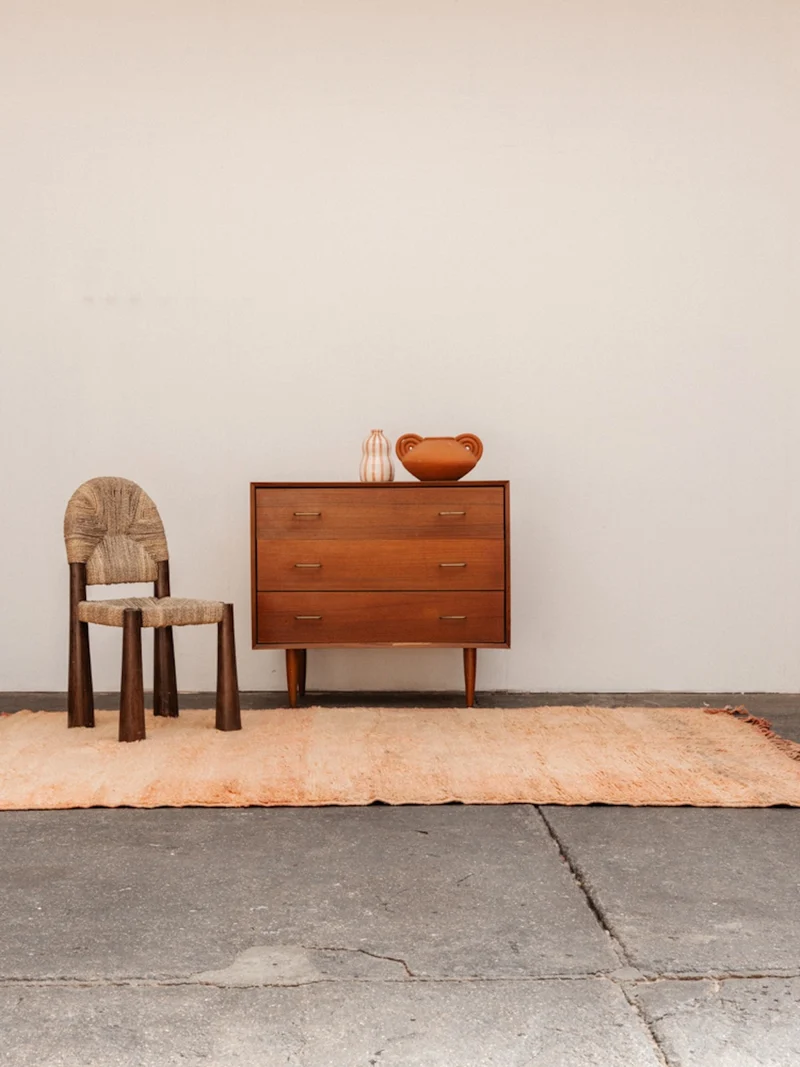 Olivier, le tapis en laine de l'Atlas orange à franges N°23