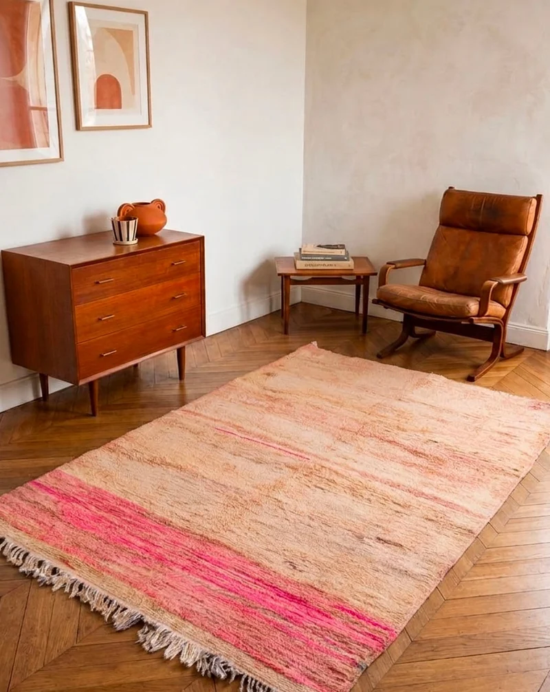 Olivier, le grand tapis de l'Atlas orange et rose N°21