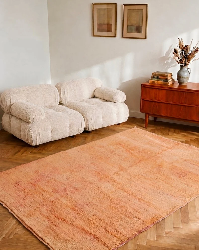 Olivier, le tapis de l'Atlas orange en laine naturelle N°15