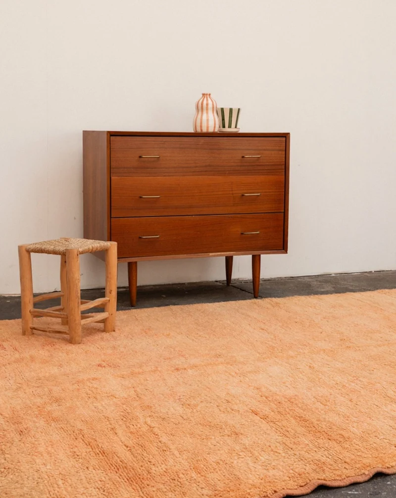 Olivier, le tapis de l'Atlas orange en laine naturelle N°15