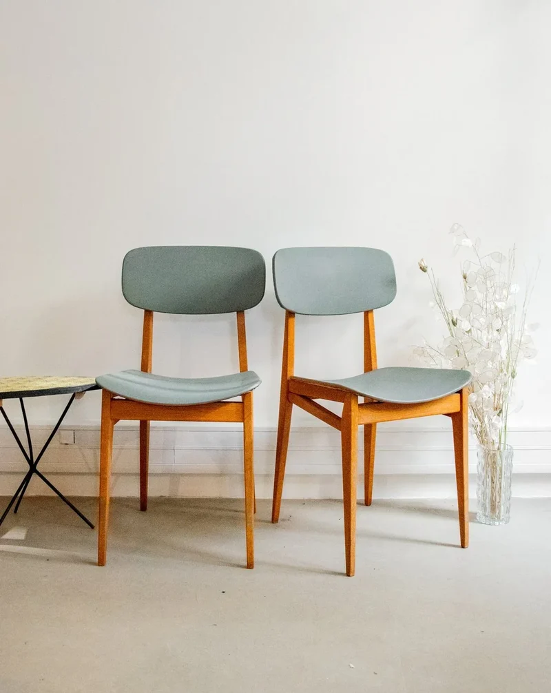 Alma, la paire de chaises grise en skaï N°1415